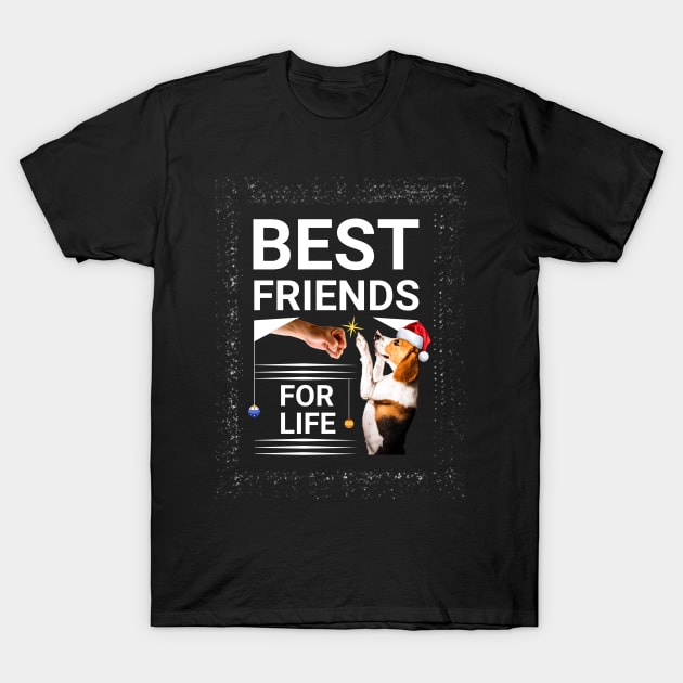 Beagle Dog Best Friends for Life Christmas T-Shirt by Xpert Apparel